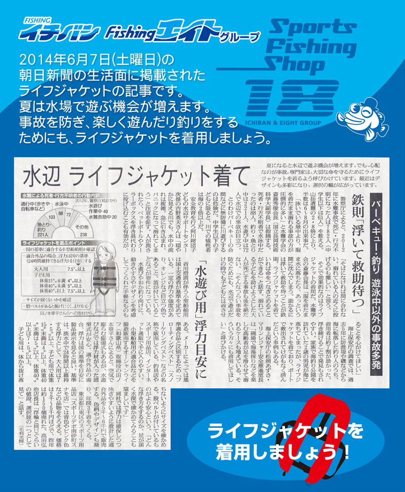 ライフジャケット着用についての新聞記事