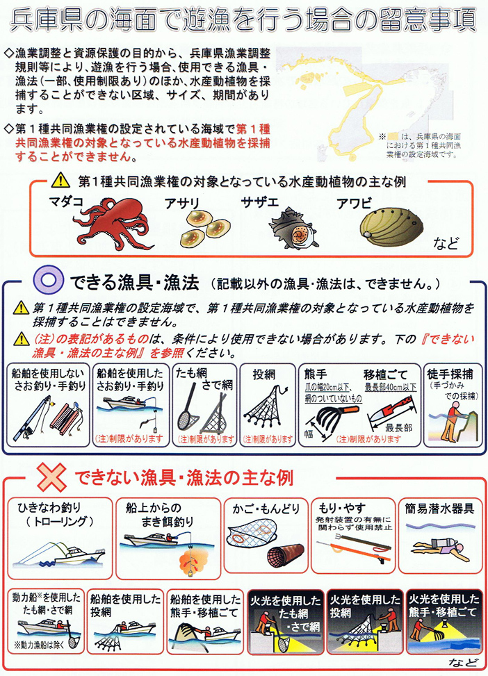 兵庫県の海面で遊漁を行う場合の留意事項